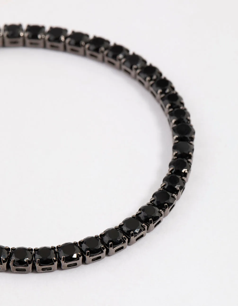 Gunmetal Cubic Zirconia Round Cup Chain Bracelet