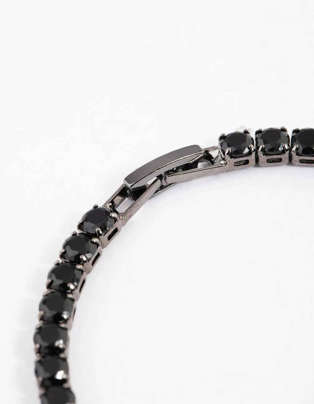 Gunmetal Cubic Zirconia Round Cup Chain Bracelet