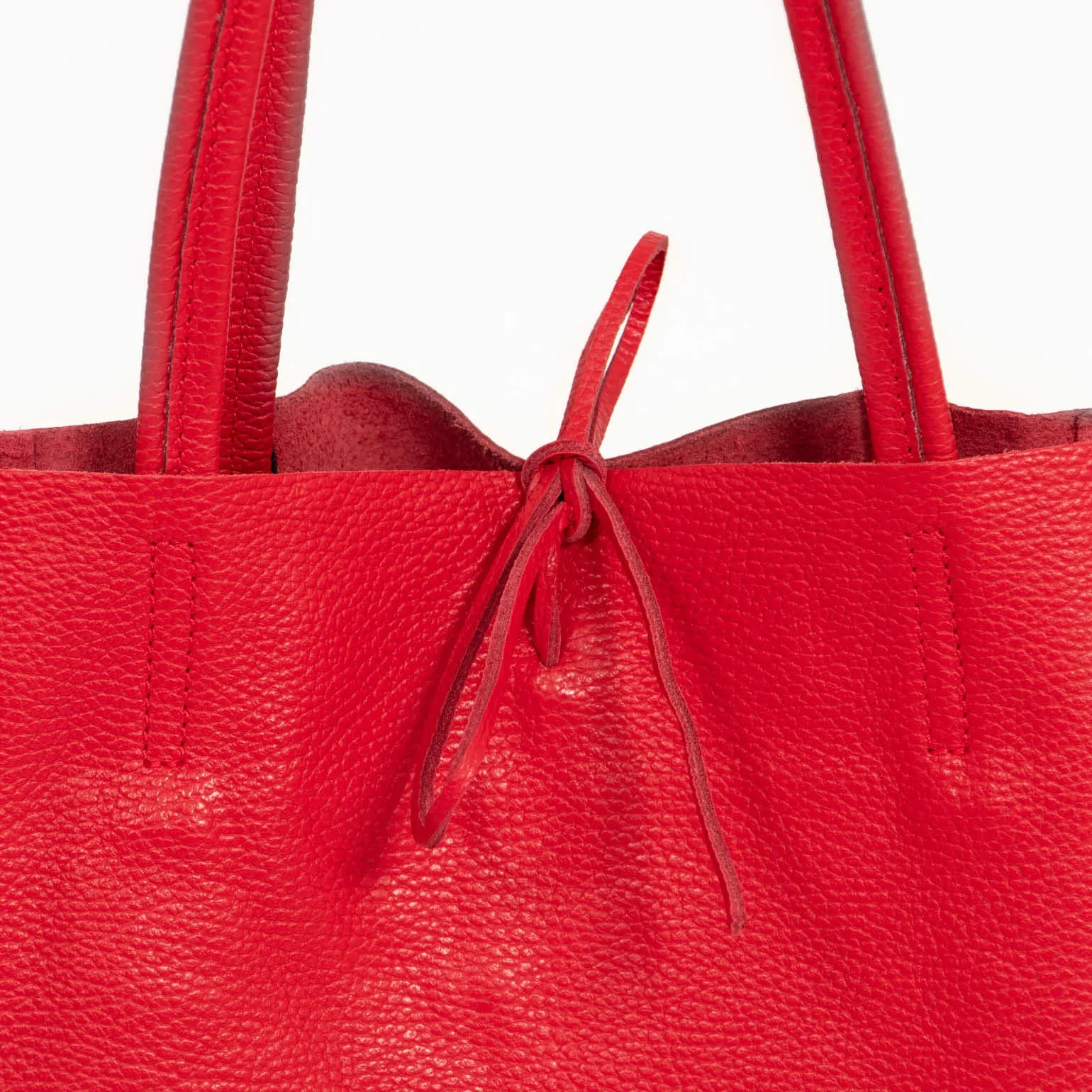 Heather Italian Leather Tote Bag - Red, Pebbled