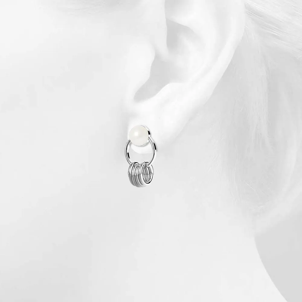 Helena Pearl & Charm Ring White Gold Drop Earrings