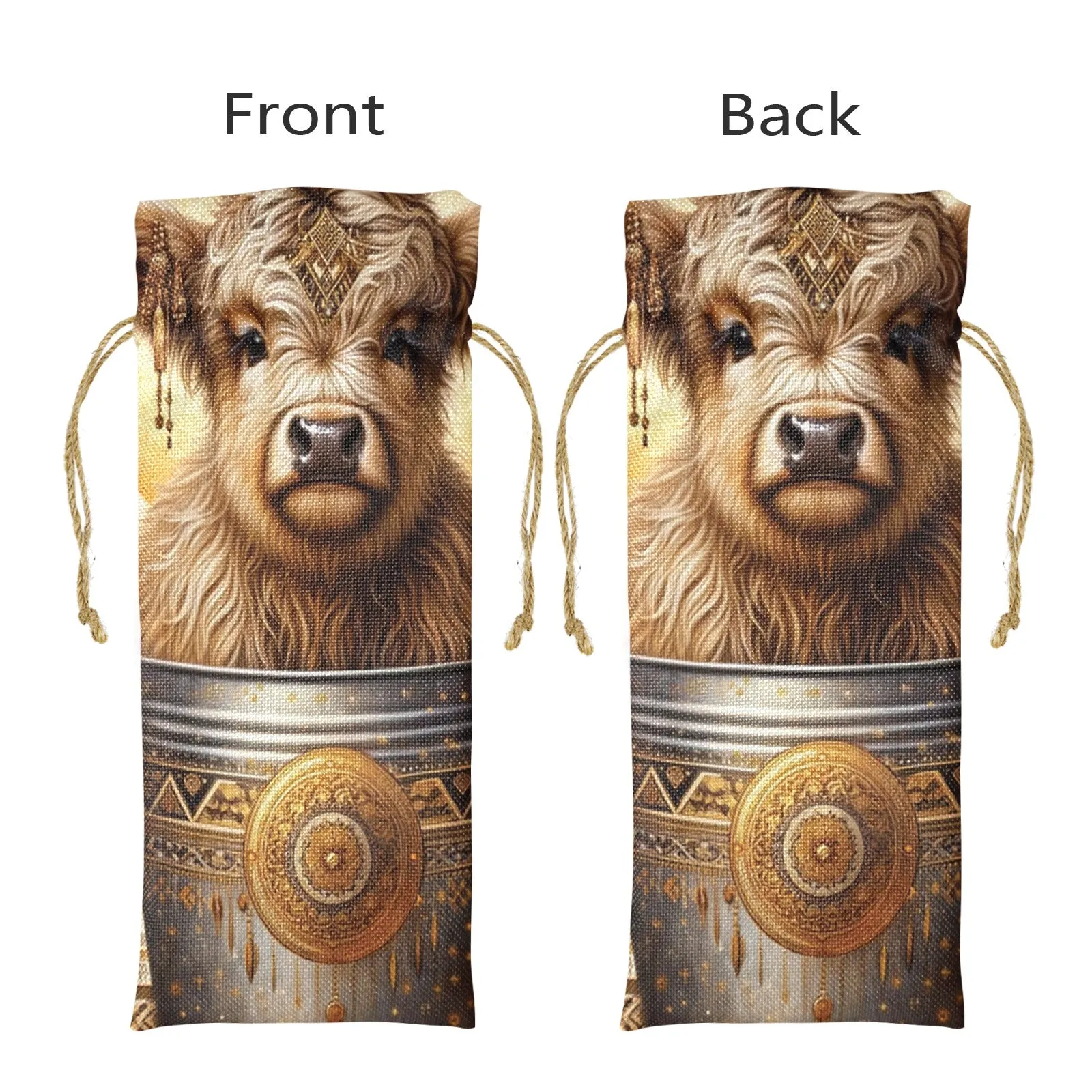 Highland Cow awd705 Linen Wine Bottle Bag