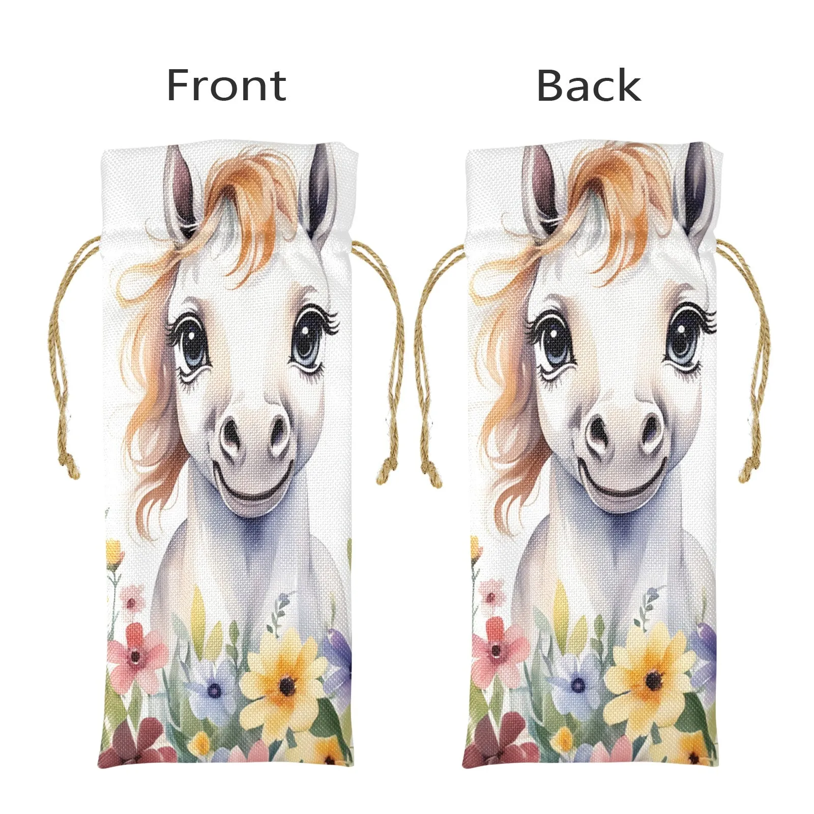 Horse awd304 Linen Wine Bottle Bag