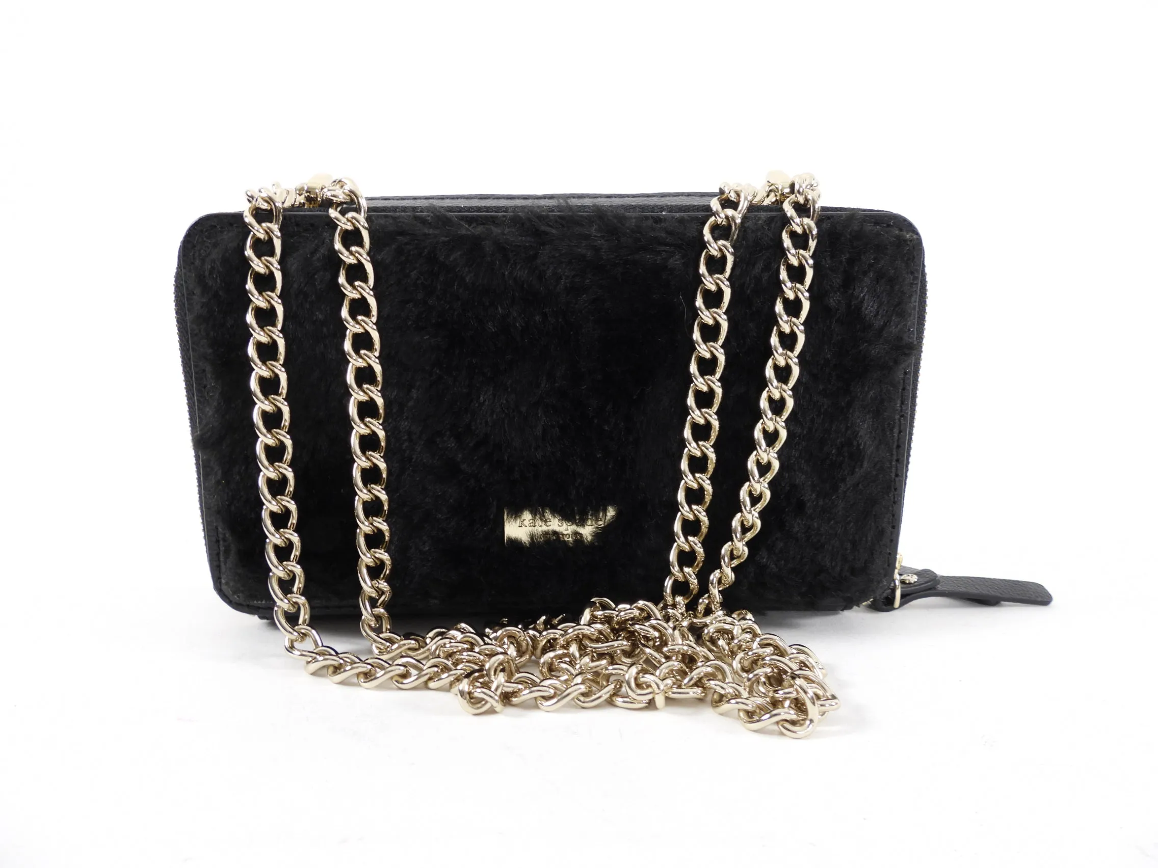 Kate Spade Faux Fur Cat Camera Bag with Chain Strap