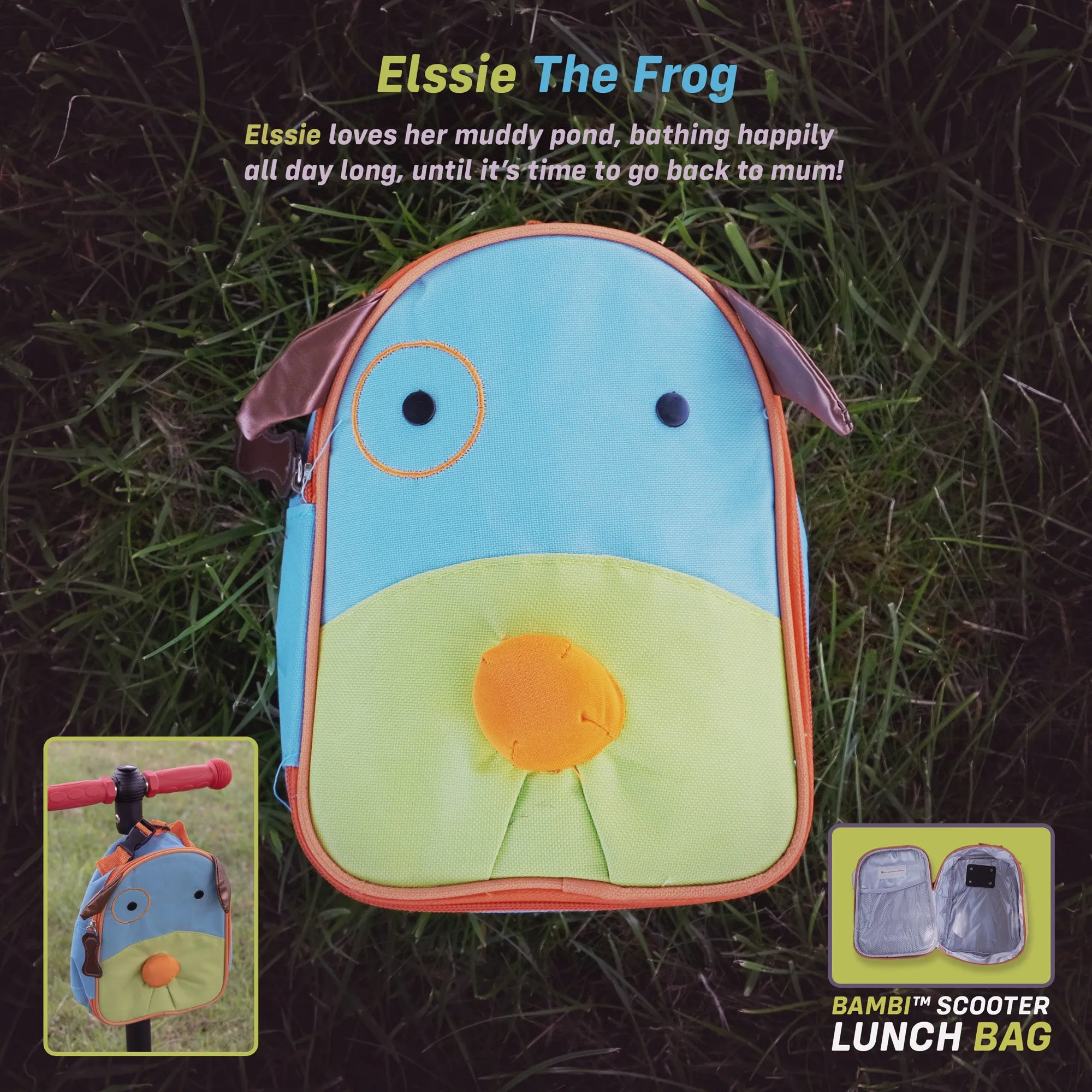 Kids Scooter Lunch Bag Accessory - Elssie The Frog