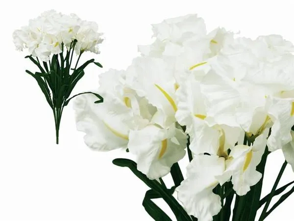 Large Iris Bush Artificial Silk Flowers - White