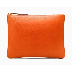 Large Leather Makeup Bag - Orange