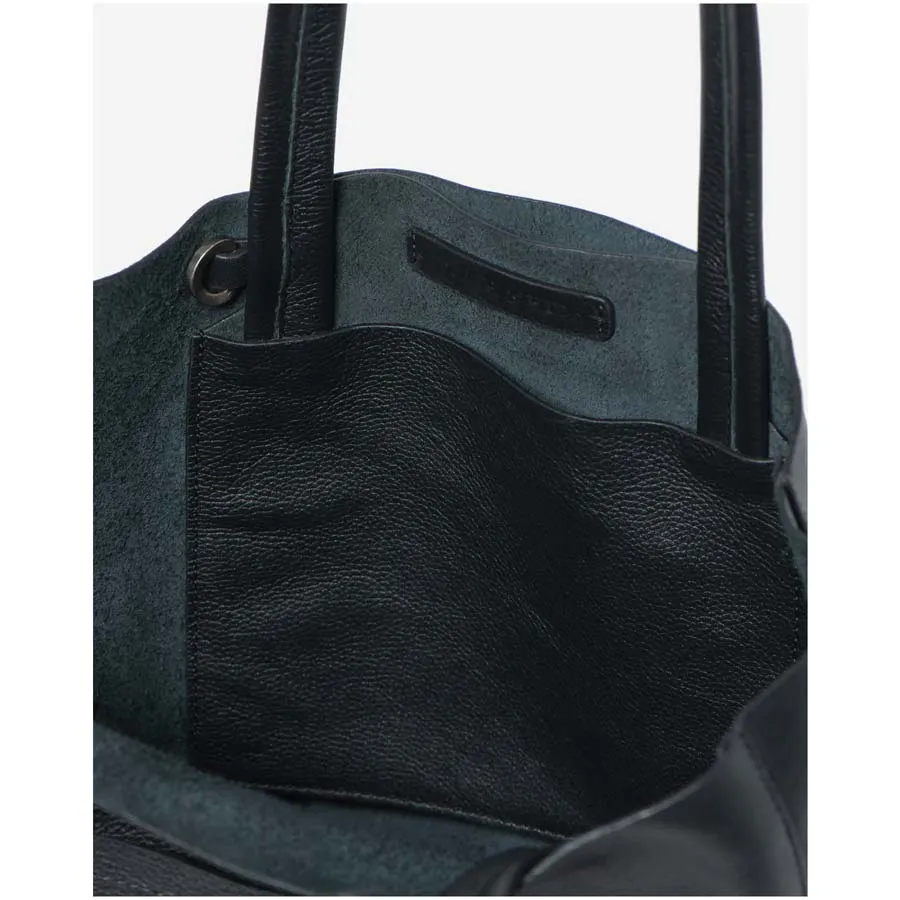 Leather Georgia Mini Tote Bag - Black