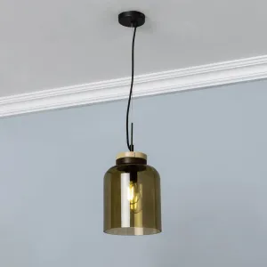 LED Pendant Ceiling Light Matt Antique Bronze Glass Shade Kitchen Dining Dia20cm