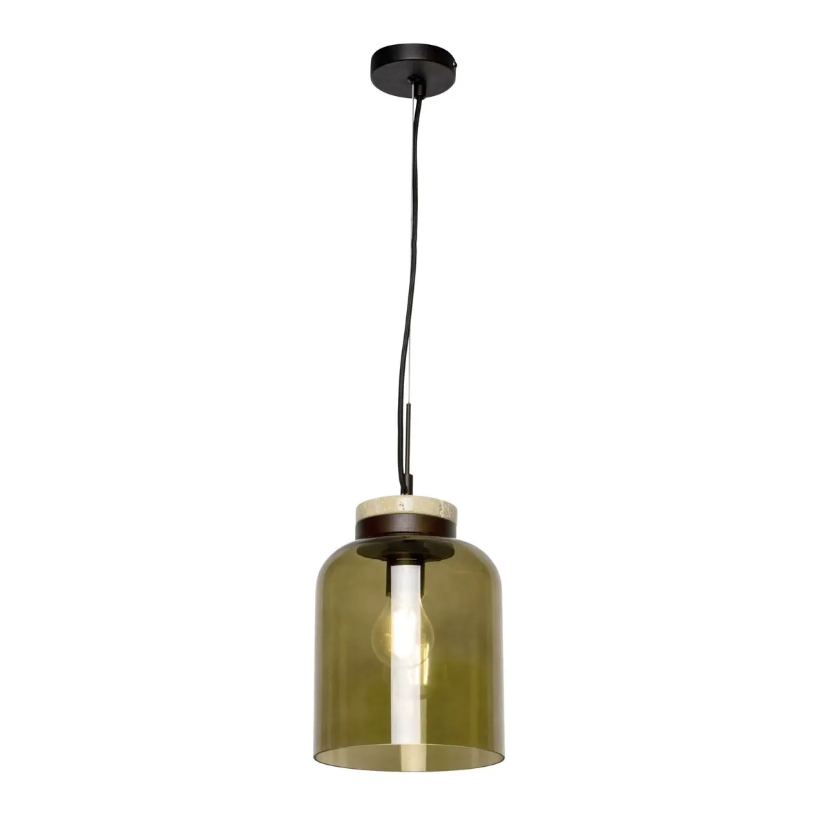 LED Pendant Ceiling Light Matt Antique Bronze Glass Shade Kitchen Dining Dia20cm