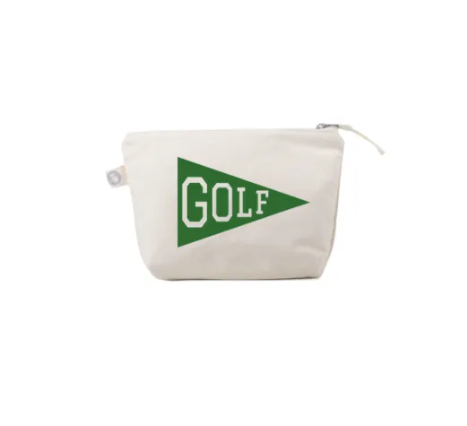 Makeup Bag Natural with Kelly Green Matte Golf Flag