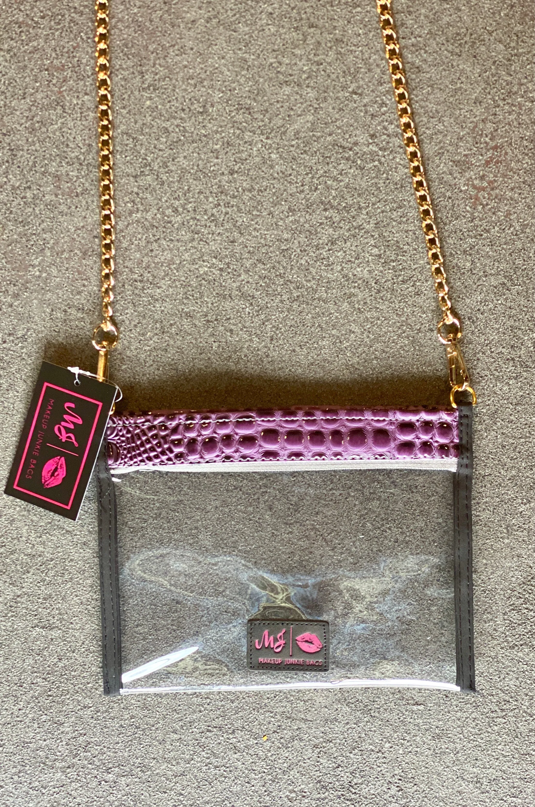 Makeup Junkie In the Clear AMETHYST BUBBLE GATOR Crossbody