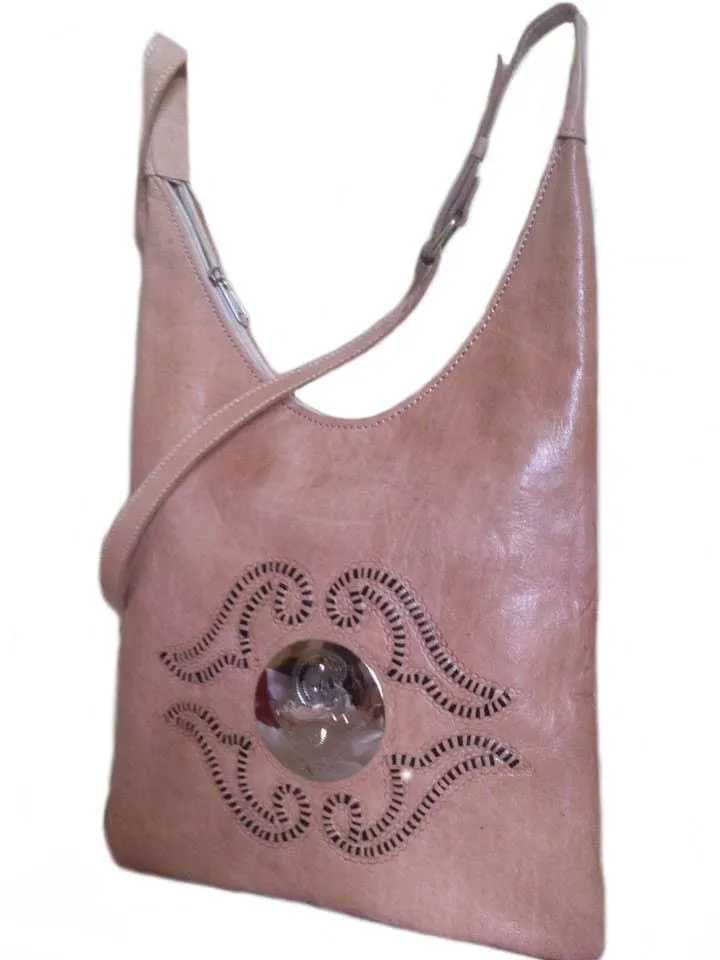 Médaillon Leather Tote Bag - M'dina - Natural