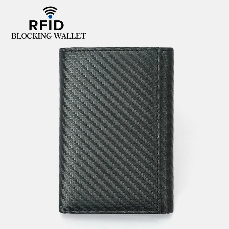 Men Carbon Fiber Large Capacity RFID Multi-Slot Wallet Wallet