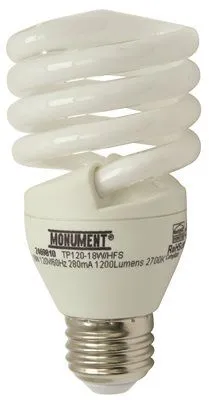 Monument Spiral Compact Fluorescent Lamp Mini 18 Watts 120 Volts 2700K Medium Base 3 Per Pack