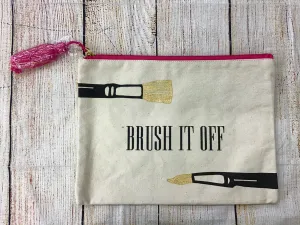 Mudpie Brush It Off Canvas Makeup Bag