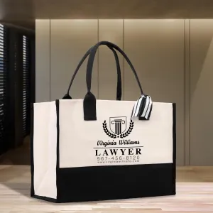 Personalized Lawyer Cotton Canvas Tote Bag Custom Attorney Tote Law Student Gift Bag Lady Justice Tote Paralegal Gift Bag for Her (LAWT1007)