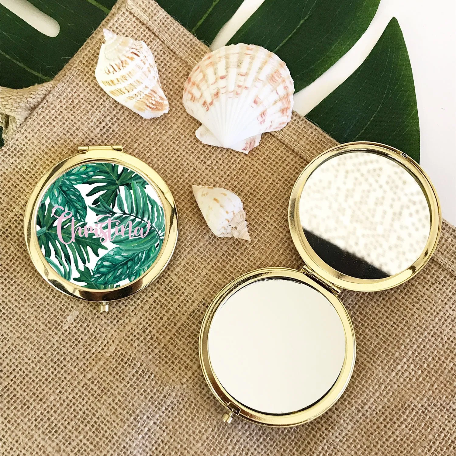 Personalized Palm Leaf Compact