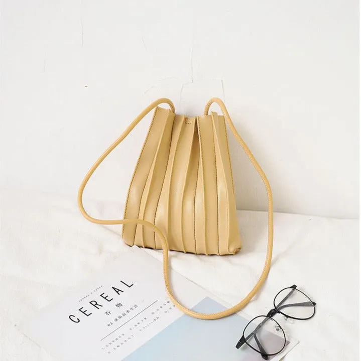 Pleated Soft Vegan Leather Crossbody Mini Bag