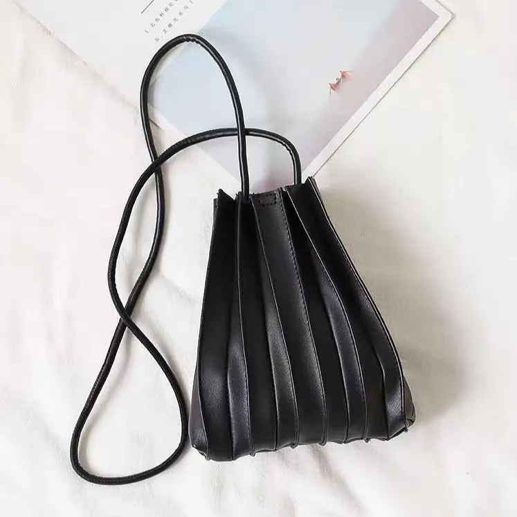 Pleated Soft Vegan Leather Crossbody Mini Bag