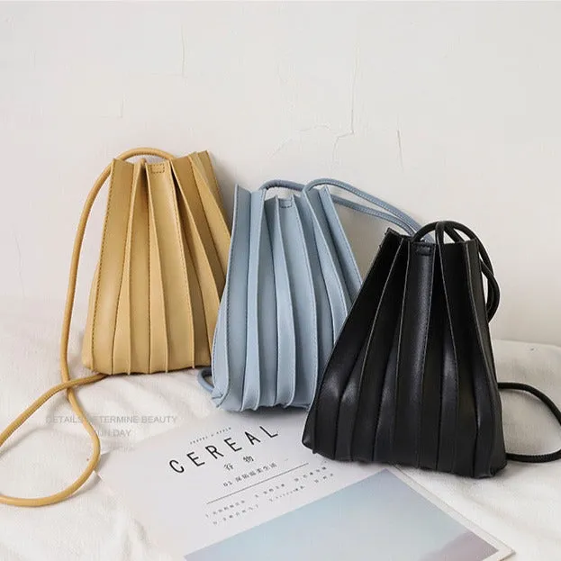 Pleated Soft Vegan Leather Crossbody Mini Bag