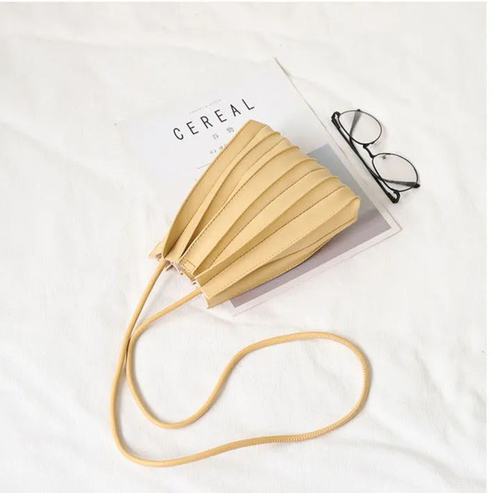 Pleated Soft Vegan Leather Crossbody Mini Bag