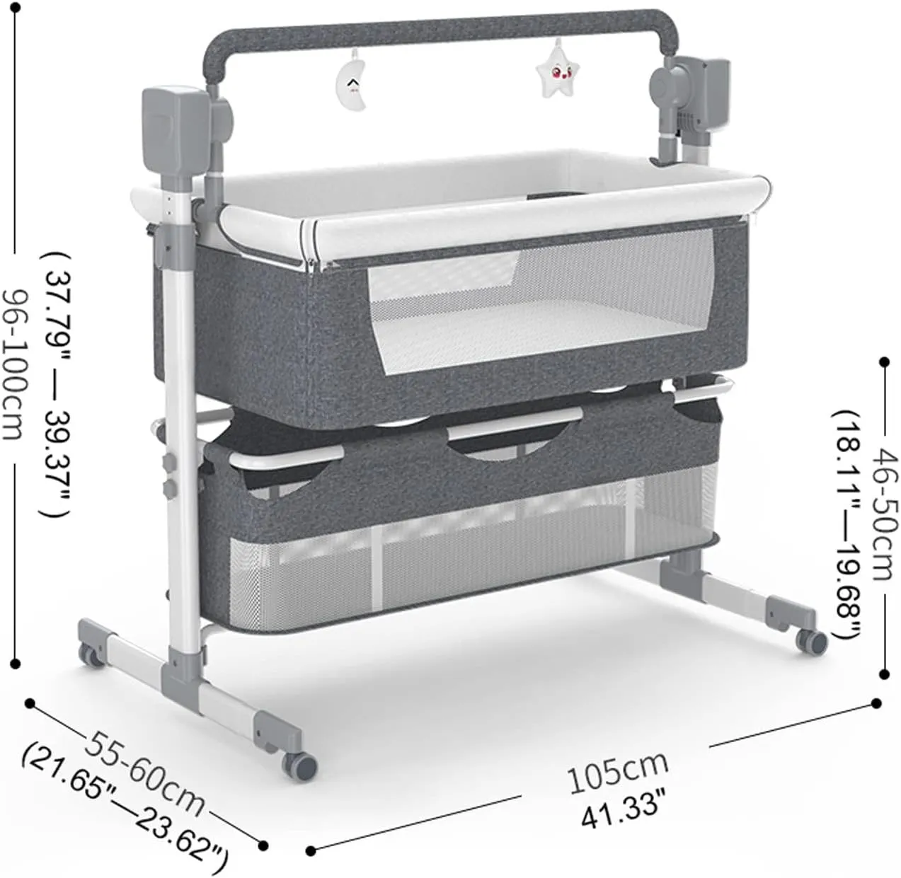 Portable Electric Bassinet for Baby - Multifunctional Self Rocking Cradle, Bassinet Crib, and Bedside Sleeper Bed for Newborn