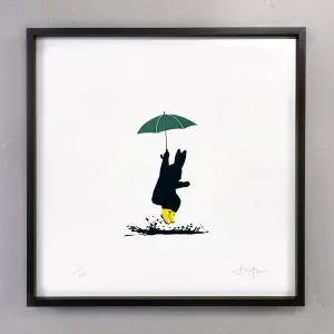 Puddle Jumping Rabbit Print