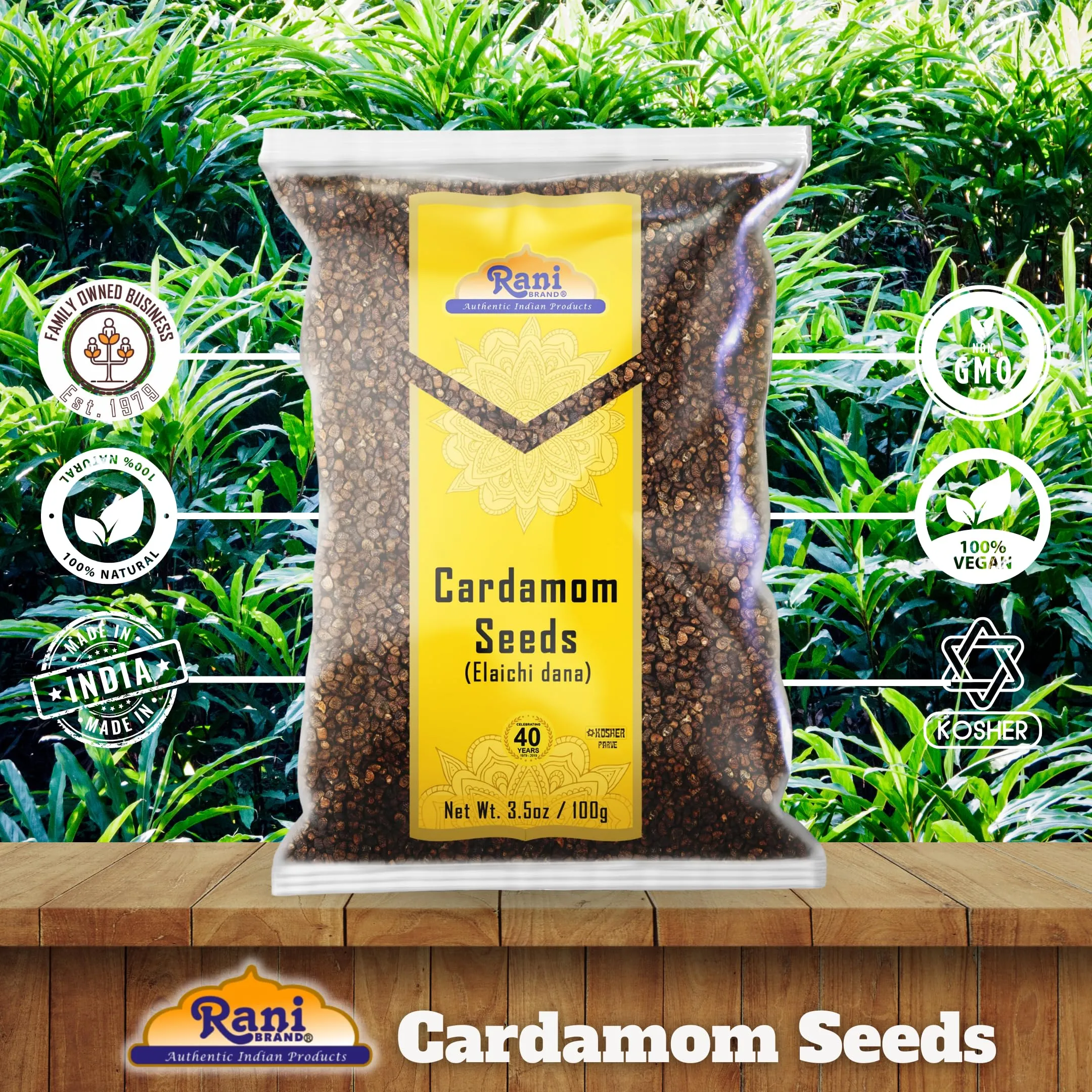 Rani Cardamom (Elachi) Decorticated Seeds Indian Spice 3.5oz (100g) ~ All Natural | Vegan | Gluten Friendly | NON-GMO | Kosher | Indian Origin |