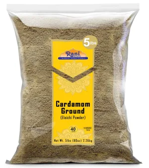 Rani Cardamom (Elachi) Ground, Powder Indian Spice 80oz (5lbs) 2.27kg Bulk ~ All Natural | No Color Added | Gluten Friendly | Vegan | NON-GMO | Kosher | No Salt or Fillers