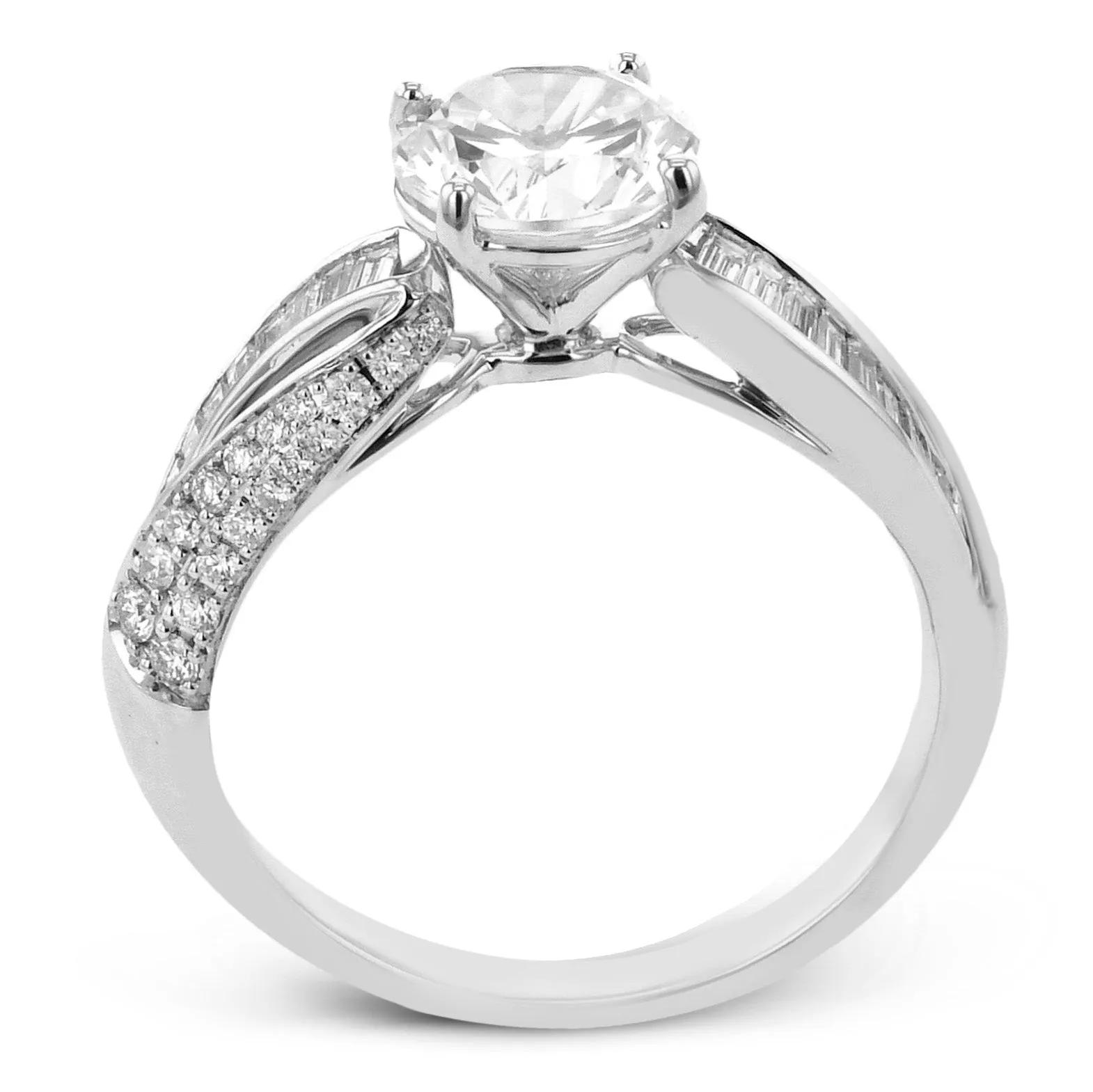 Round-Cut Split-Shank Engagement Ring In 18k Gold With Diamonds