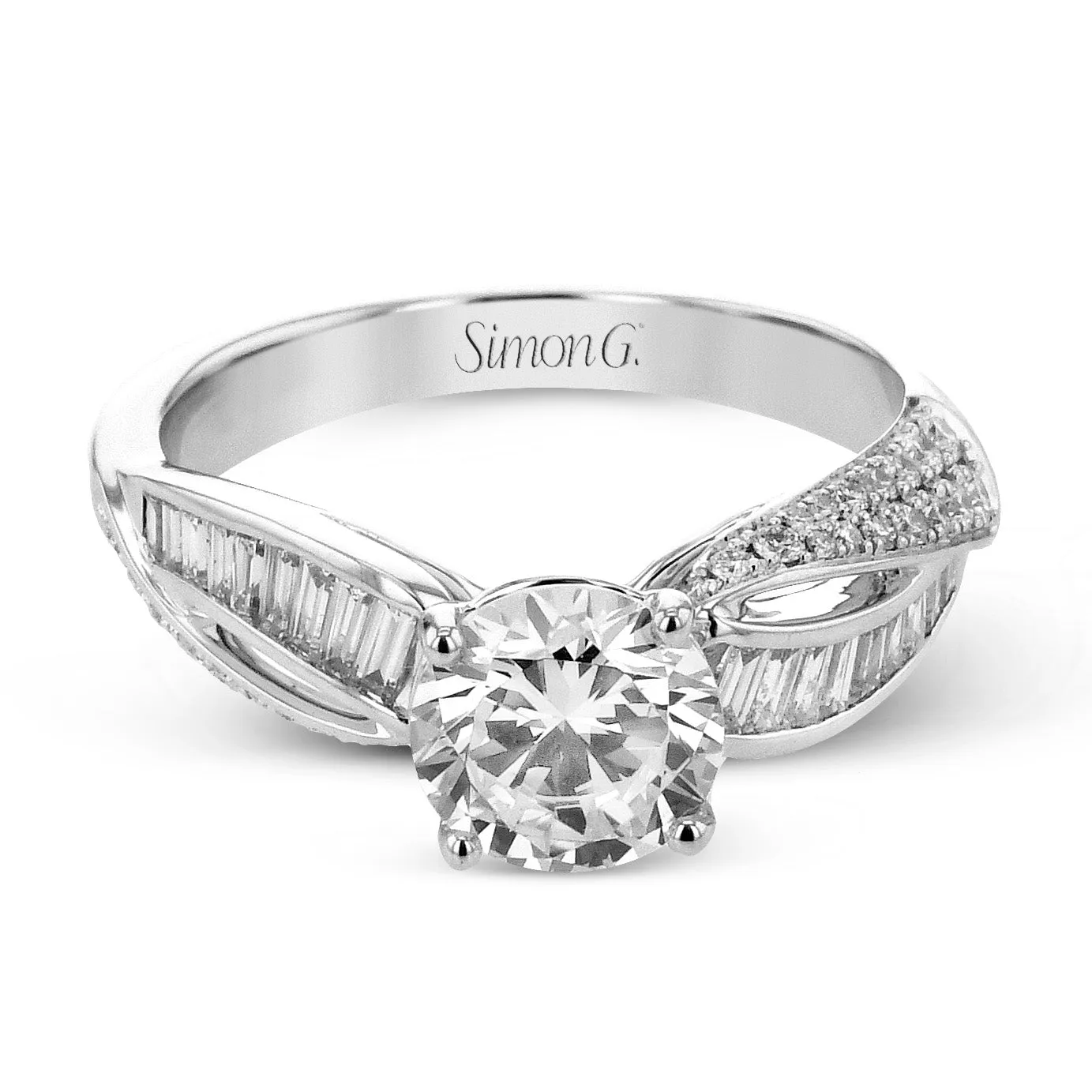 Round-Cut Split-Shank Engagement Ring In 18k Gold With Diamonds