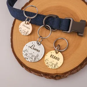 Round Desert Starry Sky Themed Pet Tag