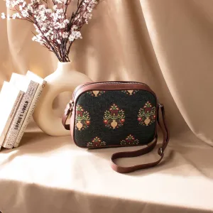 Royal Green Mogra Print Sling Bag