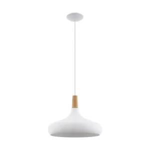 Sabinar Large White and Natural Timber Pendant