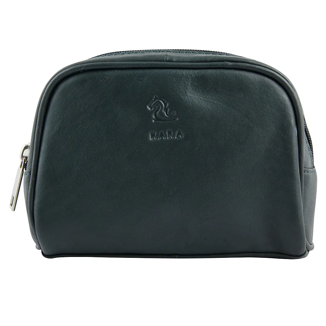 Sasha Olive Leather Wash Bag for Women