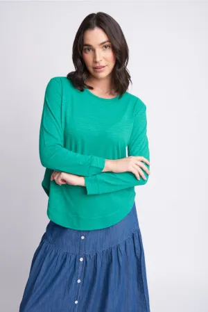 Shaped Hem Cotton Tee Greenlake