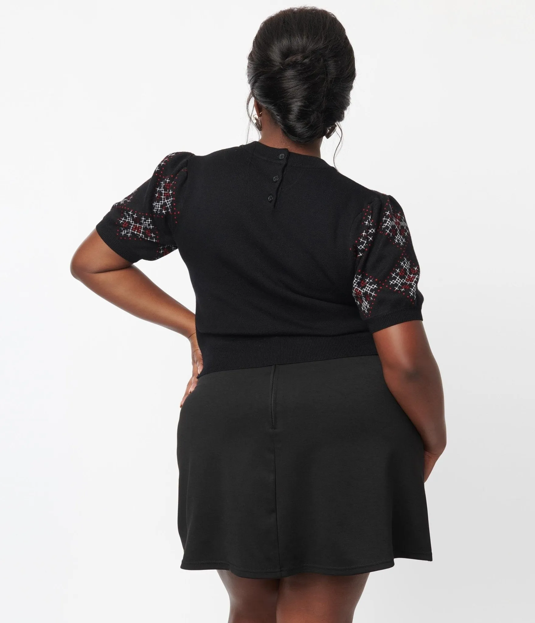 Smak Parlour Plus Size Black & Snowflake Say It Loud Mini Skirt