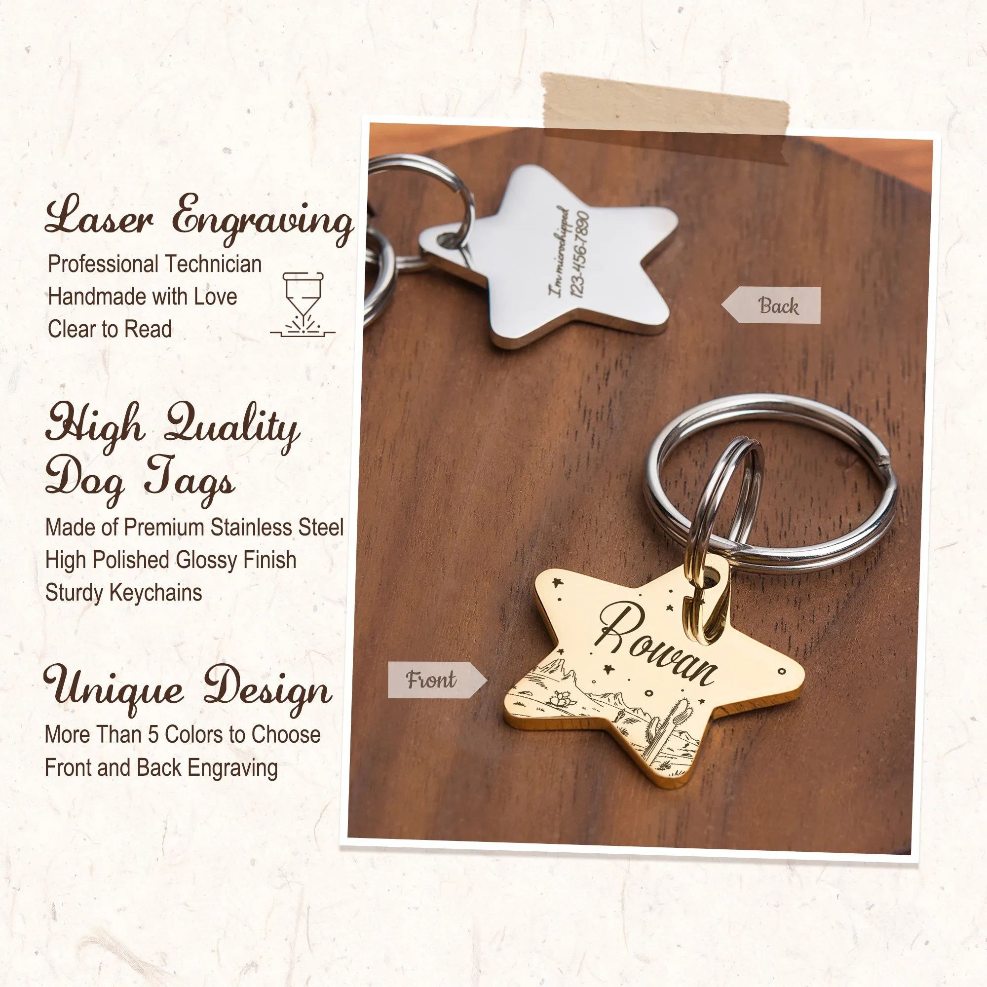 Star Shaped Desert Starry Sky Themed Pet Tag