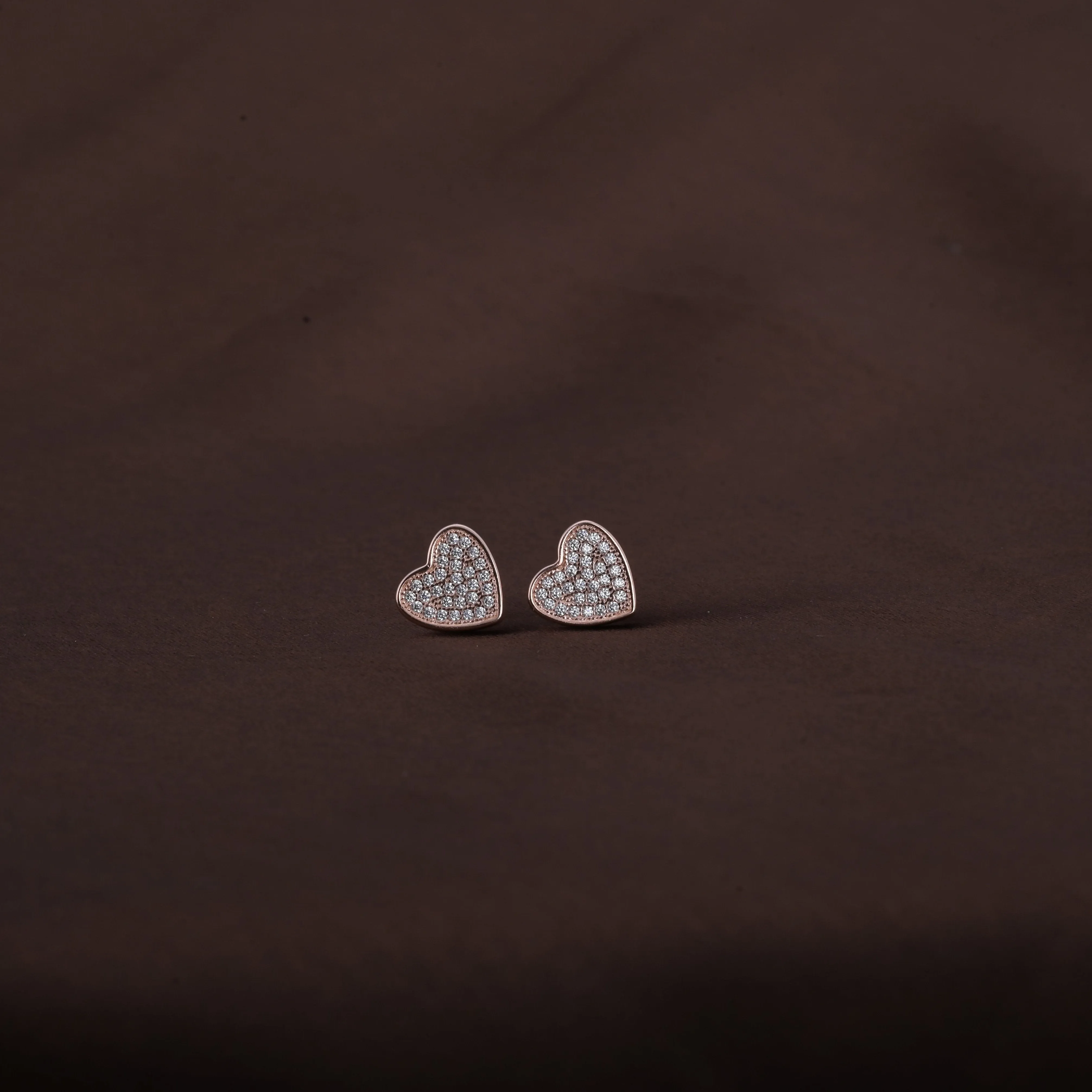 Starlit Heart Studs | Rose Gold