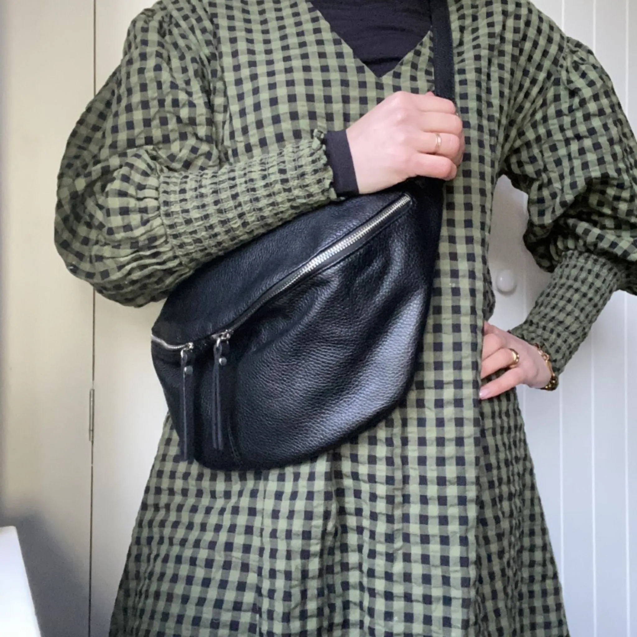 The Large Leather BumBag / Sling Bag (Exposed Zips)