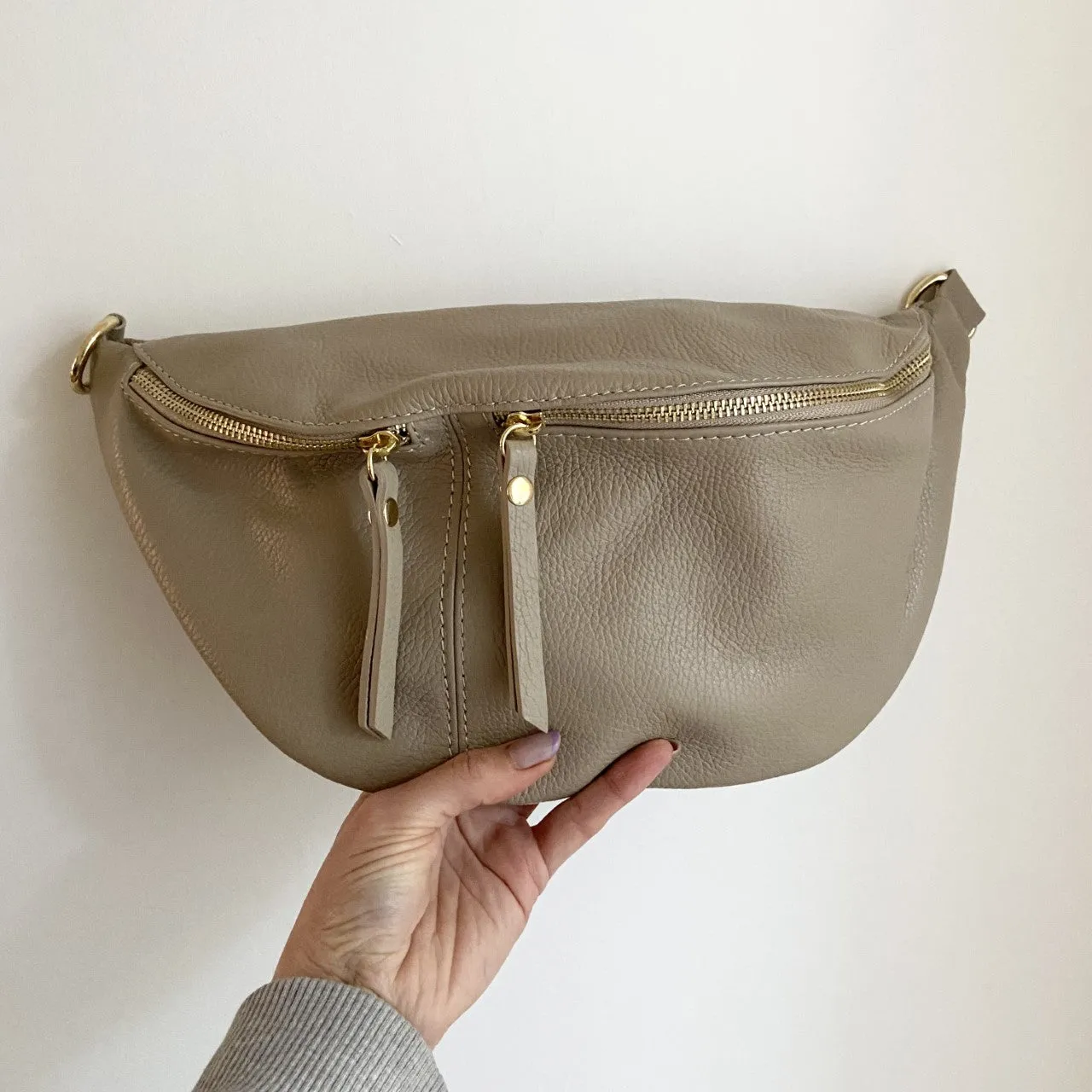 The Large Leather BumBag / Sling Bag (Exposed Zips)