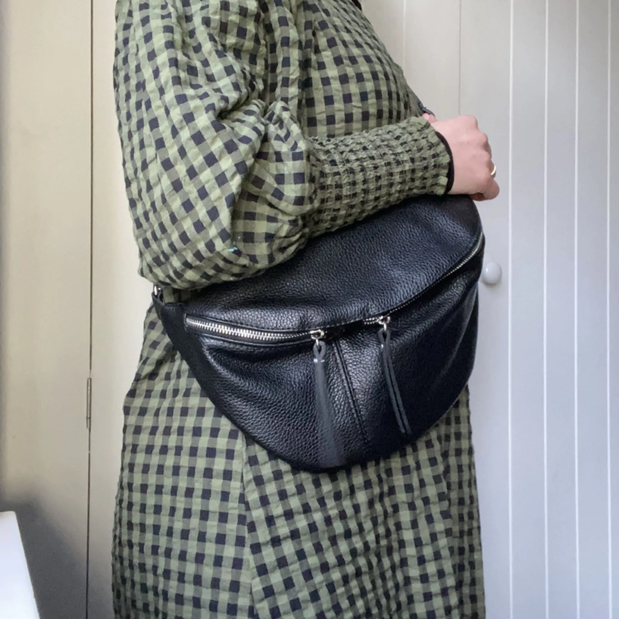 The Large Leather BumBag / Sling Bag (Exposed Zips)