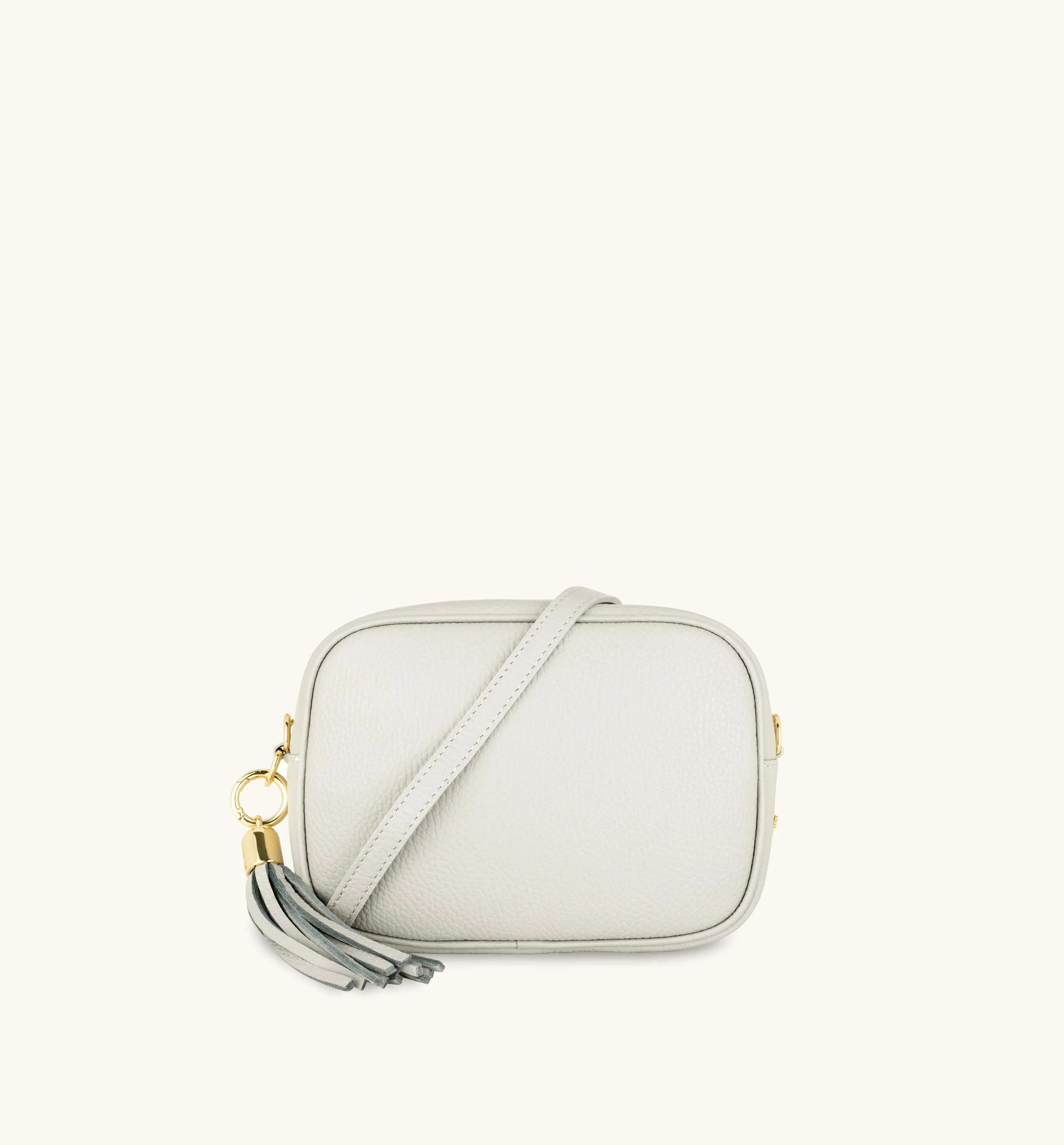 The Tassel Light Grey Leather Crossbody Bag