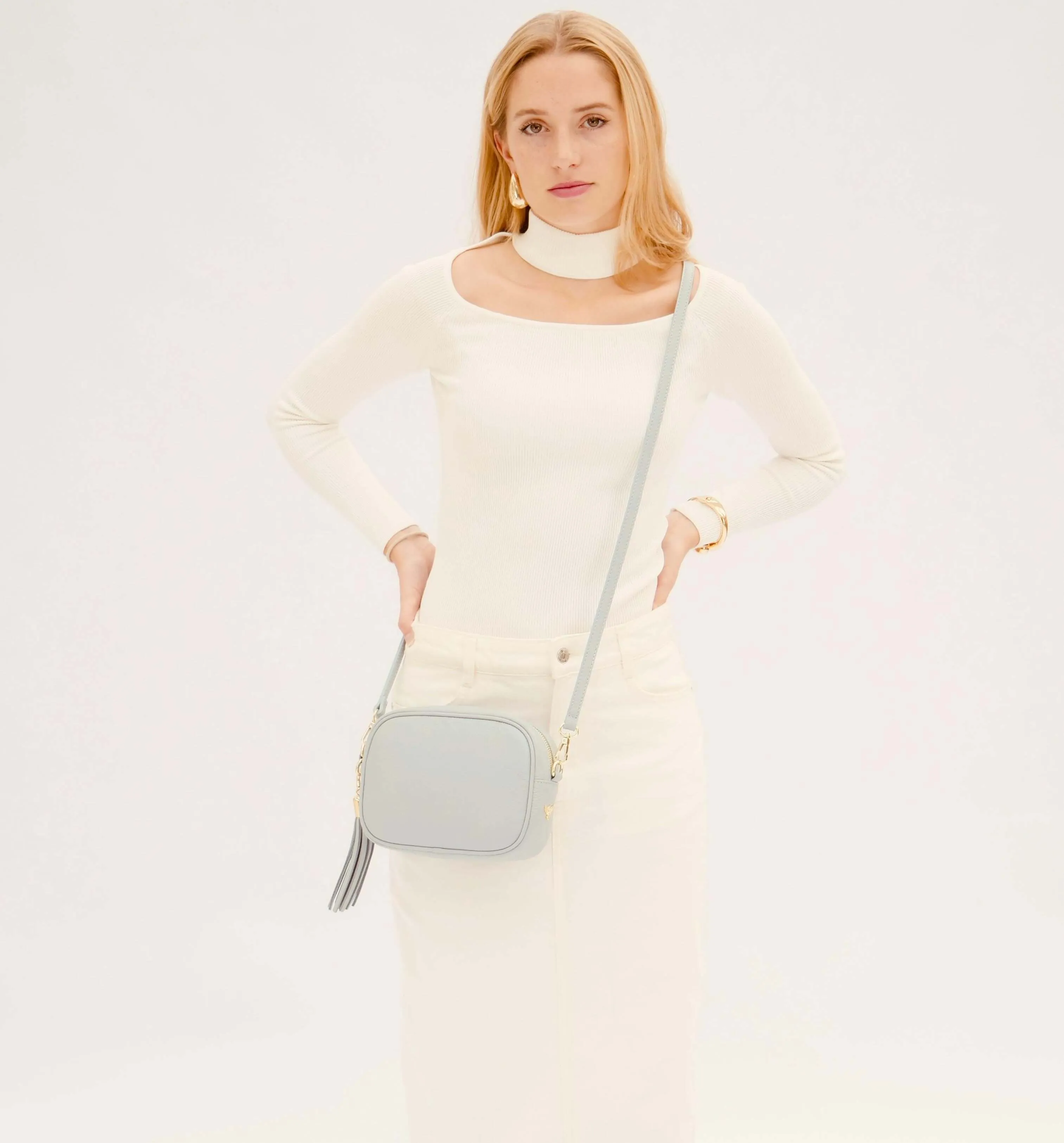 The Tassel Pale Blue Leather Crossbody Bag