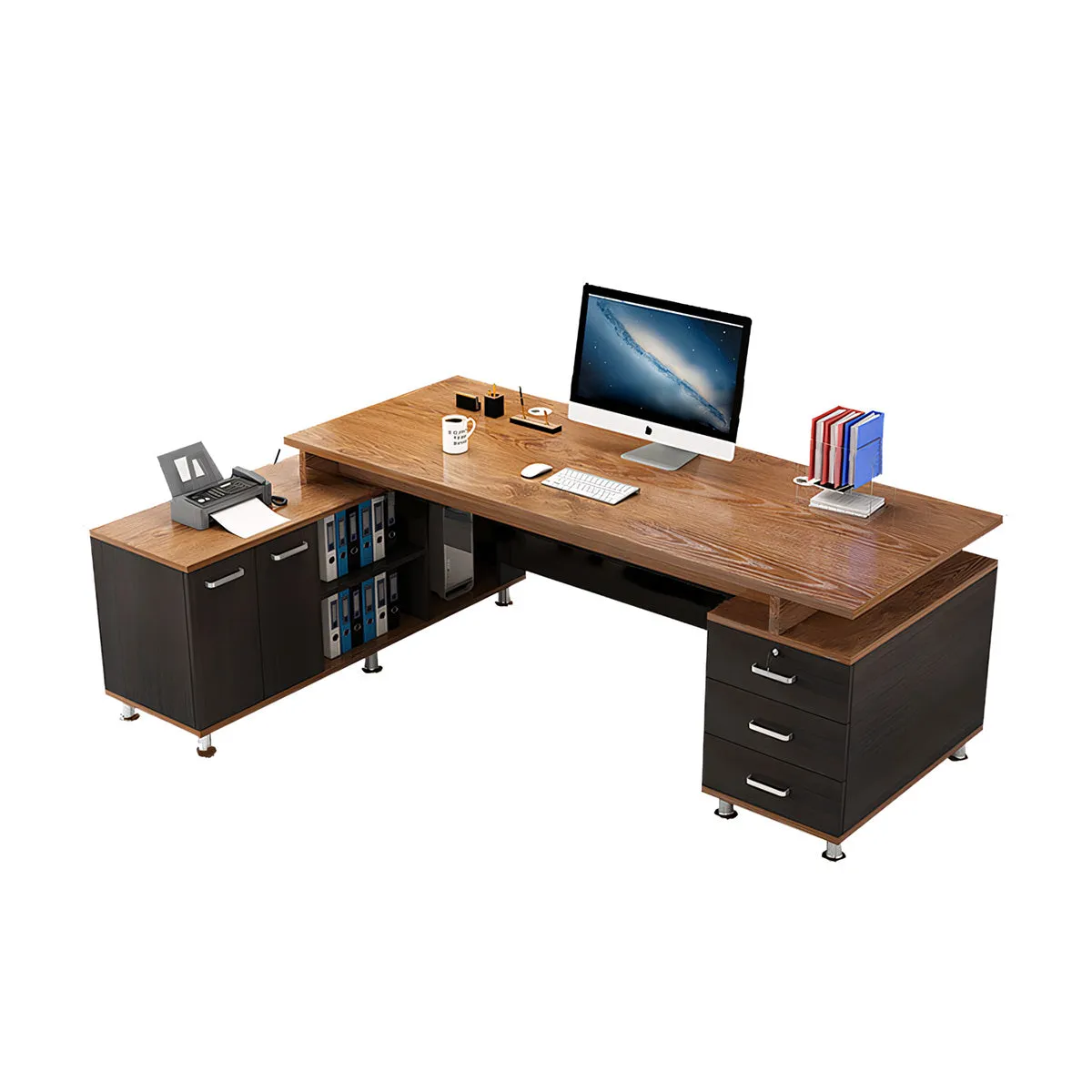 Thickened Office Desk Executive Desk with Cabinet Storage