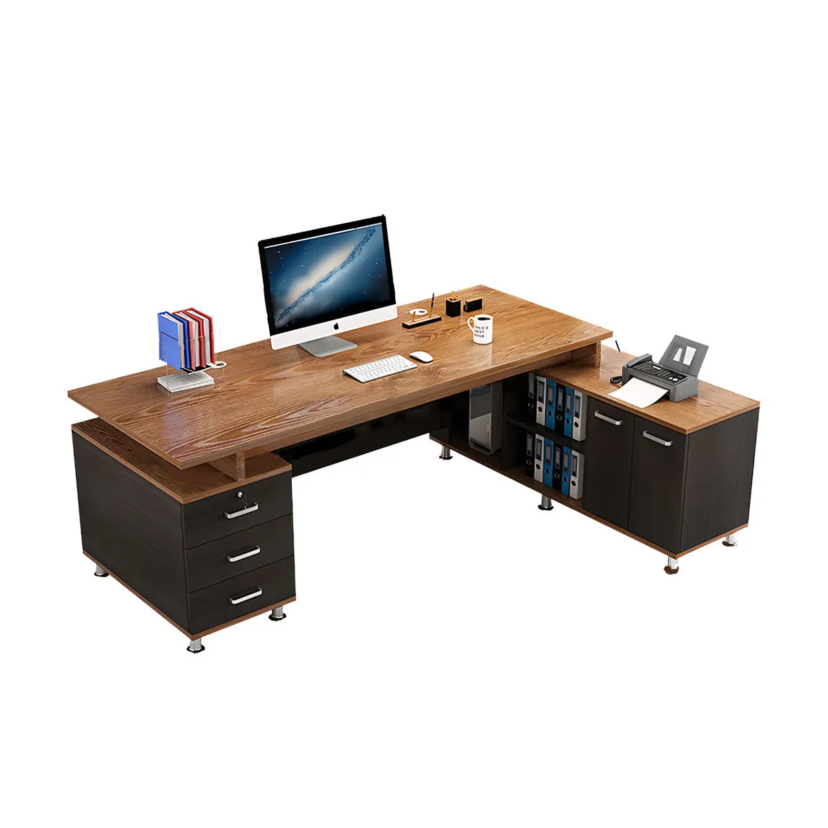 Thickened Office Desk Executive Desk with Cabinet Storage