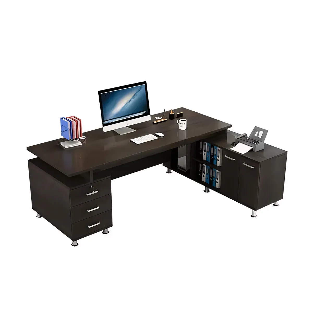 Thickened Office Desk Executive Desk with Cabinet Storage