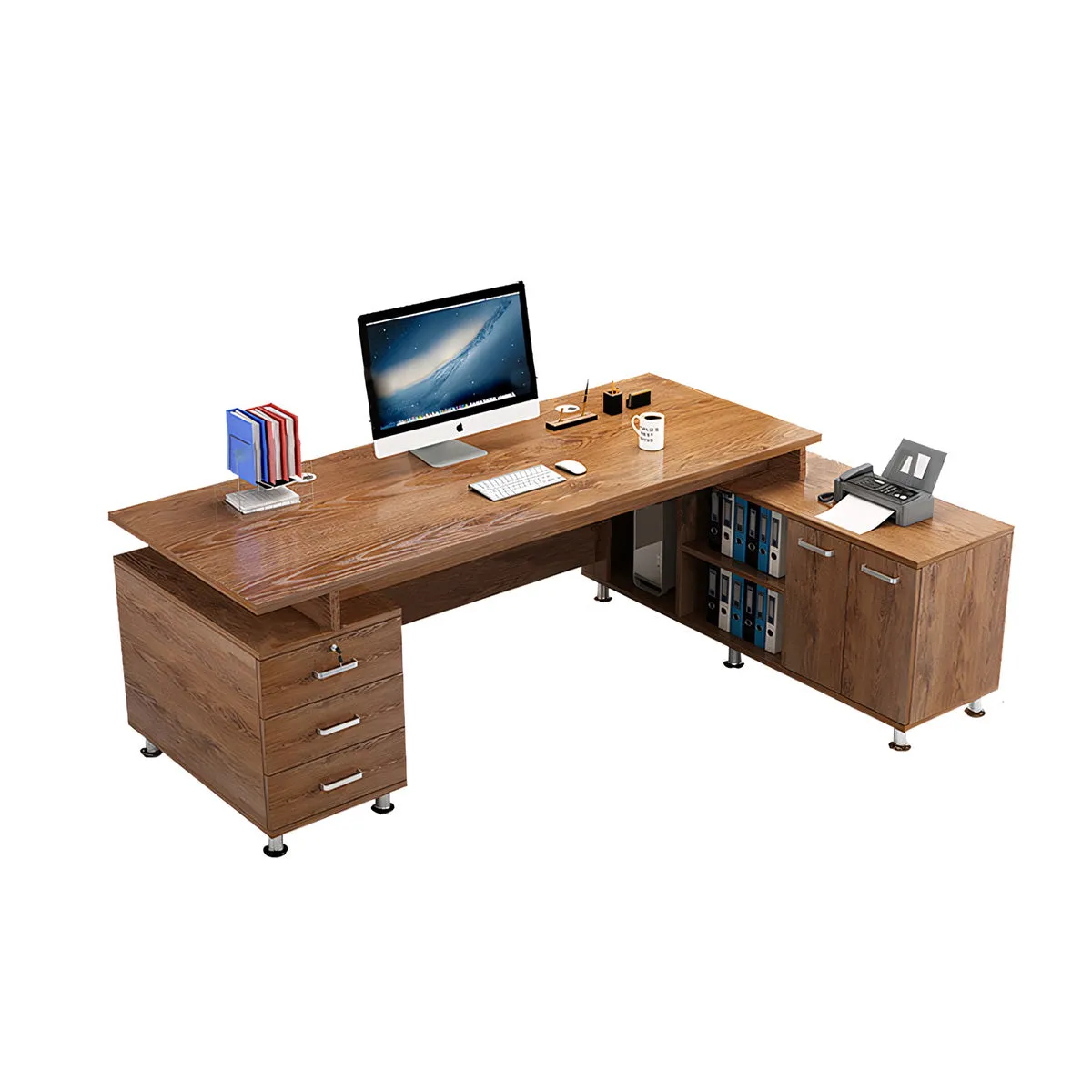 Thickened Office Desk Executive Desk with Cabinet Storage