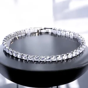 TORY - clear 18k silver plated cz tennis bracelet