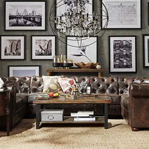 Tufted Scroll Arm Chesterfield 9-seat U-Shaped Sectional by Artisan Brown